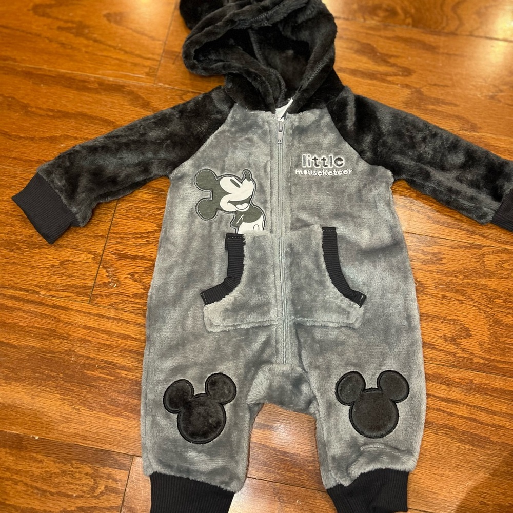 Disney Gray and Black Mickey Mouse Kids Footie